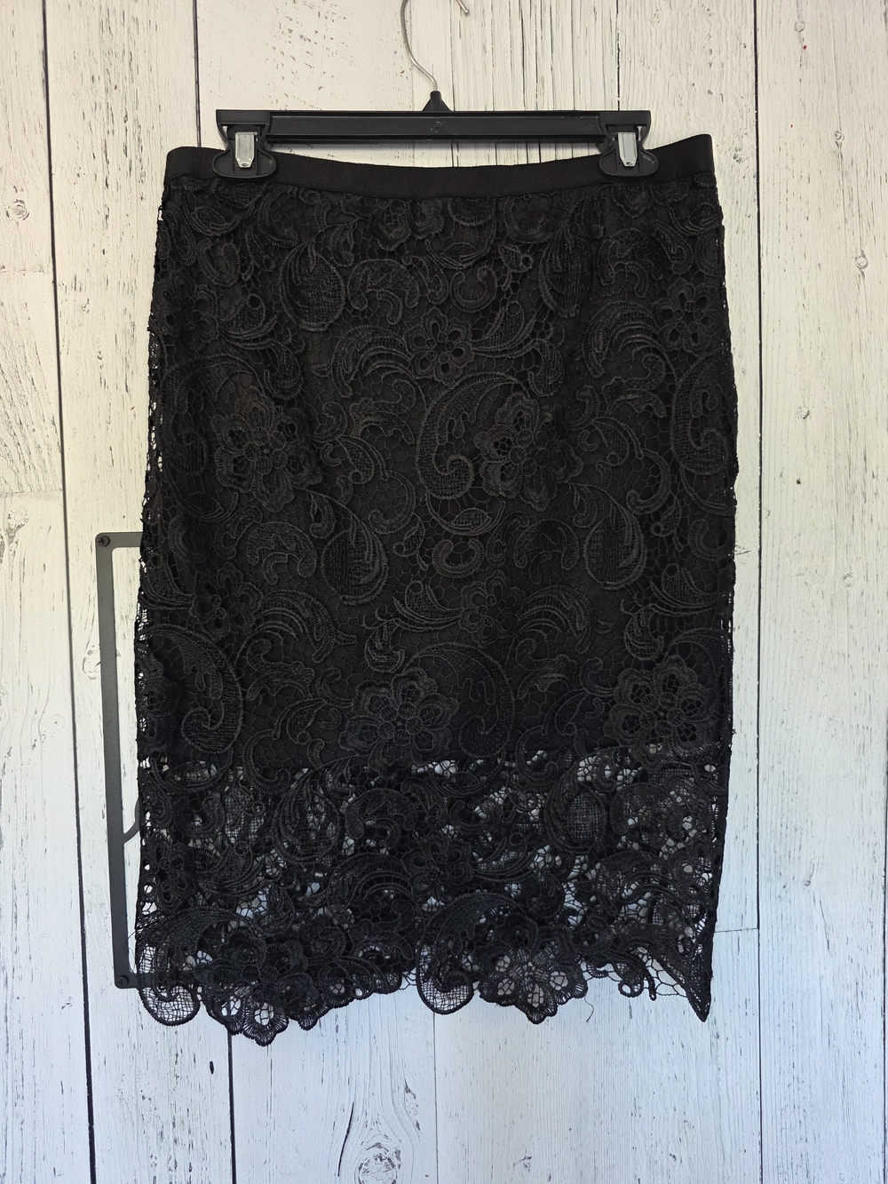 Charlotte Russe Black Lace Pencil Skirt Large Scalloped Hem
